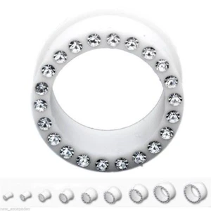 PAR-Flexi con Gemas Transparentes Blanco Doble Destello Silicona Túneles Oreja Calibre 06mm/2 - Imagen 1 de 4