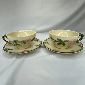 (2) Franziskaner Wüstenrose Vintage Tee-/Kaffeetassen + Untertassen - Bild 1 von 12