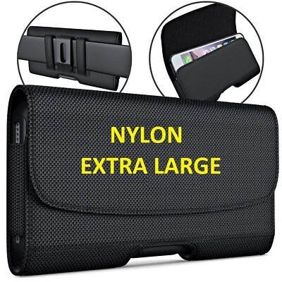 XL NYLON Cell Phone Belt Holder Holster Case with Clip Carrying Pouch For iPhone - Image 1 of 4