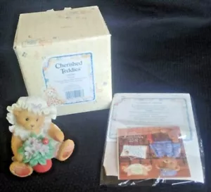 Orsacchiotto porcellana Cherished Teddies "Violet" 1995 P Hillman #156280 scatola originale - Foto 1 di 10