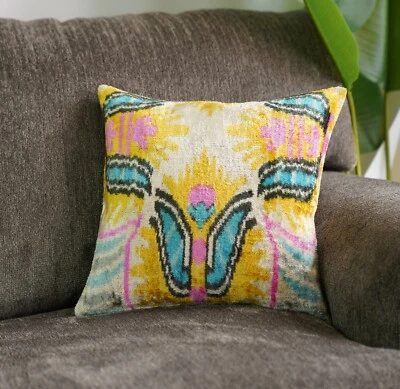 Almohada de terciopelo dorado rosa hecha a mano e inserto de plumón 16 x 16 pulgadas (40 x 40 cm) Foto 1 de 4