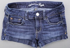 Women's 2012 American Eagle Mid Rise Jean Short Shorts Dark Stretch Sz 2 (28x2) - Picture 1 of 6
