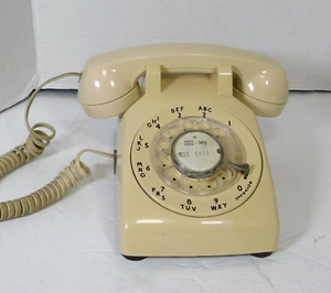 Vintage Bell System Western Electric Rotary Dial Desk Phone Tan Untested - Picture 1 of 8