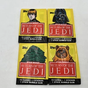 STAR WARS Return of the Jedi lot of 4 Topps Bubble Gum Cards pack 1983 series 1 - Picture 1 of 13
