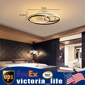 Modern Ceiling Fan Light Flush Mount Lamp 3-Color LED Chandelier w/ Remote - Picture 1 of 12