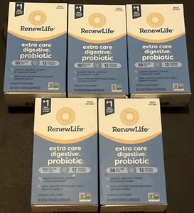 Renew Life Extra Care Digestive Probiotic 50 Billion CFU 30 Veg Caps 5 Box 10/25 - Picture 1 of 2