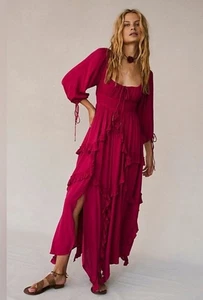 Free People In Your Dreams Maxi Dress Cherry Color Nwt Size Xs - Picture 1 of 16