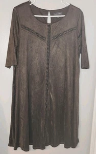 Luxology Dress Size 10 Brown Suede Look Lined Knee Length - Picture 1 of 6