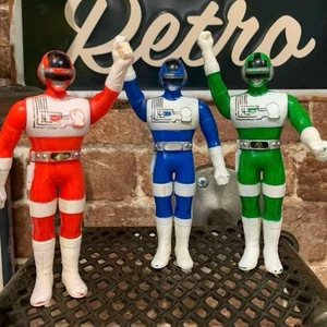 Bandai Choudenshi Bioman Sofubi 3 Figure Set 1984 Rare Vintage Collectible - Picture 1 of 9