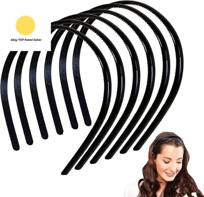 6 Pack Black Plastic Headbands for Women Girls Man,Black Hair Hoop with Teeth,H - Image 1 of 4