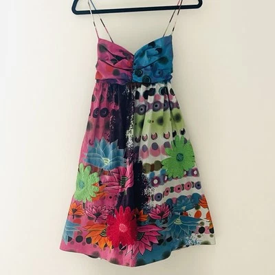 Желательный спагетти ремень большой платье трапециевидный мини яркий вышитый Y2K кукла - Изображение 1 из 4