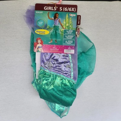 Disney Princess Ariel Girl Costume SZ 6/6X Cosplay Dress Up Halloween Christmas - Image 1 of 4