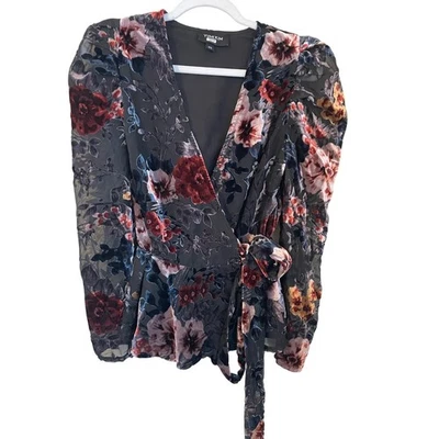YUMI KIM English Garden Velvet Burnout Floral Wrap Top Size XS - Image 1 of 4