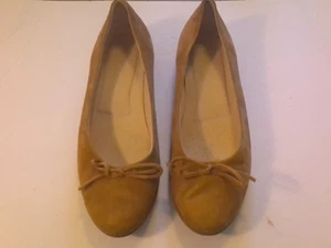ECCO Women's Touch  Ballet Flat Toe Bow Beige Suede Leather Size EU 40 US 9-9.5 - Picture 1 of 5