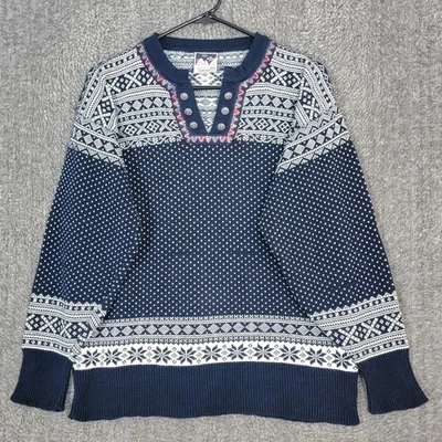 Suéter Dale of Norway Para Hombres Pequeño Azul Blanco Isla Justa Cuello en V Pullover Preppy Foto 1 de 4