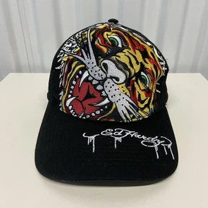 Ed Hardy Herren Tigerkopf Logo schwarz Snapback Mütze mit schwarzem Netz Einheitsgröße - Bild 1 von 8
