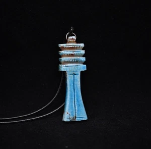 Autentica Collana Antico Egizio Antiquariato Pilier Djed Amuleto Egizio BC - Foto 1 di 8