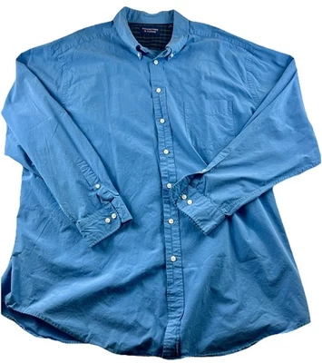 Camisa Roundtree And Yorke 3xlt Azul Sólida Manga Larga Con Botones Bolsillo Foto 1 de 4