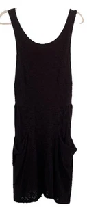 Free People Jumper Dress W Pockets Black L Key Hole Back Lagenlook Beach Resort - Picture 1 of 13