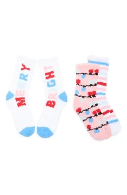 NORDSTROM BUTTER SOCKS MERRY AND BRIGHT LIGHTS  ONE SIZE LOT OF 3 NIP - Image 1 of 4