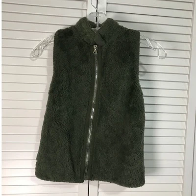 Little Lass Green Faux Fur High Neck Sleeveless Kids Jacket Vest 6X - Image 1 of 4