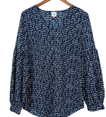 Blusa túnica pulóver azul Cabi Te Amo Love para mujer talla mediana usada en excelente estado Foto 1 de 4