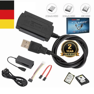 USB auf IDE + SATA Adapter für 2,5" & 3,5" Festplatte DHL HDD SSD Festplatten A+ - Bild 1 von 4