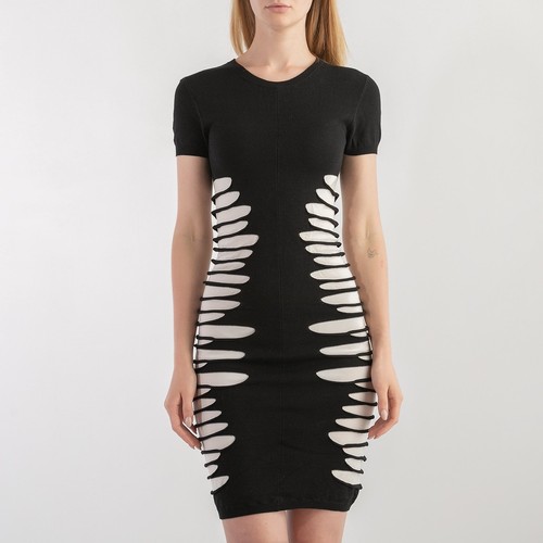 Abito bodycon Alexander McQUEEN MCQ Knitt look cutot taglia Small nero bianco