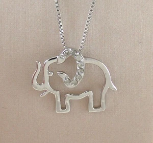 Halskette mit Anhänger Elefant aus 925 Sterlingsilber mit natürlichen Diamanten - Bild 1 von 2