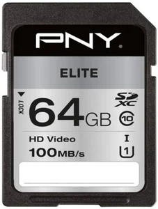 Speicherkarte PNY Elite R100 SDXC 64GB 100 MB/s lesen retail Class 10 UHS-I - Bild 1 von 4