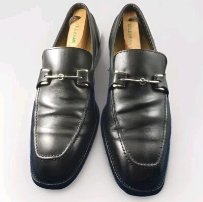 Cole Haan Collection Black Leather Silver Ascot Horse Bit Loafers Italy 9.5 M  - Image 1 of 4