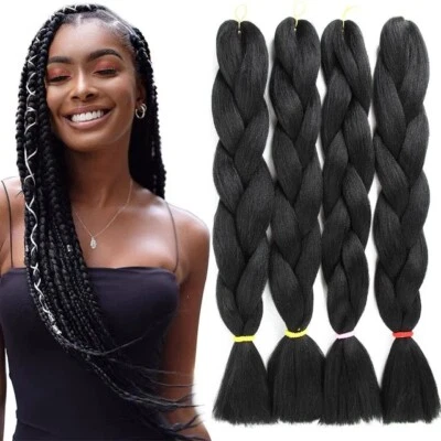 24" 1/3/6/8 PACK Jumbo Crochet Braids Synthetic Yaki Braiding Hair Extensions