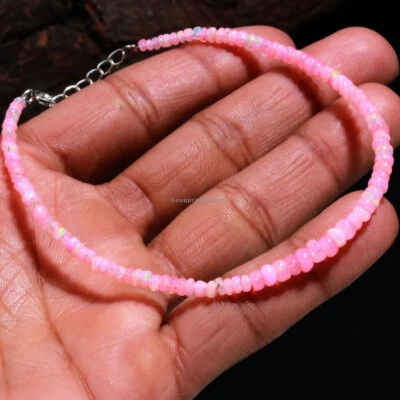 正品乳粉埃塞俄比亚蛋白石光滑 3-4 毫米串珠手链珠宝首饰 — 第 1/4 张图片