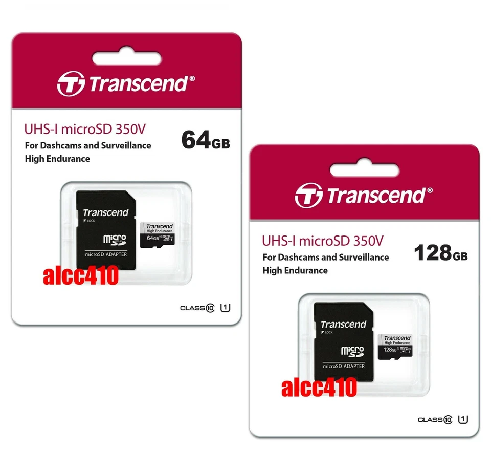 Transcend High Endurance 64GB 128GB 256GB Micro SD SDXC Dashcams Class 10 350V - Image 1 of 1