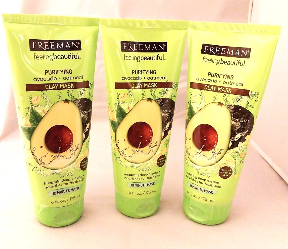 3 x Freeman Facial Clay Mask Avocado & Oatmeal 6oz  - Image 1 of 1