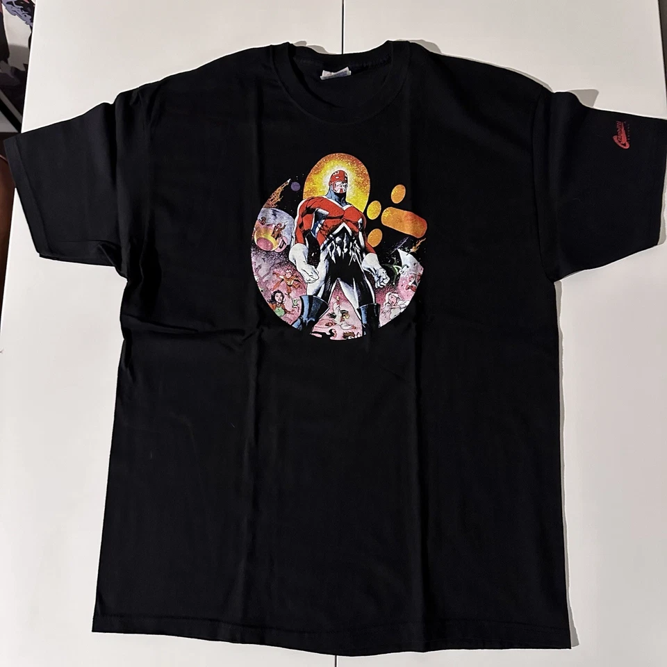 Vtg Captain Britain 2001 Marvel Grapitti Designs Men’s  Size XL Black T-shirt - Image 1 of 4