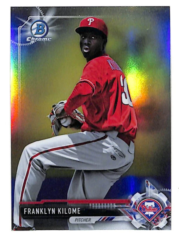 2017 Bowman Chrome Franklyn Kilome 418/499 refrator cartão de novato Phillies - Imagem 1 de 1