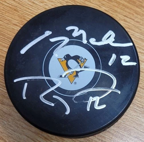 Signed GREG MALONE and  RYAN MALONE Pittsburgh Penguins Hockey Puck Show ticket - Изображение 1 из 1