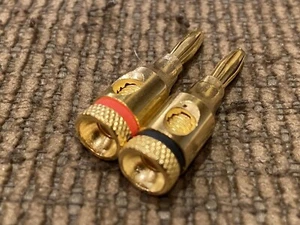 1 Pair of 24k Gold Plated Musical Speaker Cable Wire Pin Banana Plug Connector - Picture 1 of 2