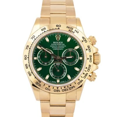 Reloj Rolex Daytona Cosmograph 2021 nuevos papeles verde 40 mm amarillo 18 quilates caja 116508 Foto 1 de 4