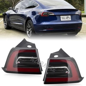 Pair Tail Light LED For 2017-2023 Tesla Model 3 Rear Brake Stop Lamp Left&Right - Picture 1 of 11