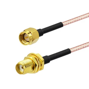 SMA Stecker auf SMA Buchse Buchse Schott Pigtail Koax RG316 Kabel 20cm kabellos - Bild 1 von 5