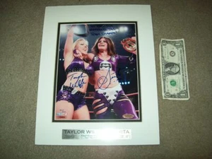 8X10 MATTED Signed TAYLOR WILDE/SARITA COA 85/100 WWE WWF ECW AEW ROH WcW NXT - Picture 1 of 3