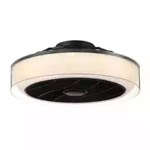 Hampton Bay Pompton 20 in. Integrated LED Indoor Remote Control in Black w/CCT - Picture 1 of 10