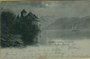 200964 ANTICA CARTOLINA SVIZZERA CHATEAU DE CHILLON 1899 - Imagen 1 de 2