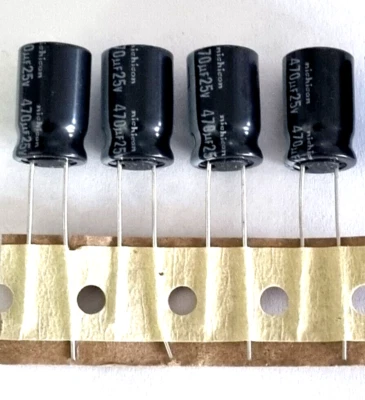 470uF 25V Capacitor Electrolytic Genuine Nichicon Low ESR 105 C Pack of 4