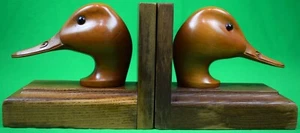 "Pair x Parke-Davis Hand-Crafted Wood Duck Bookends" - Picture 1 of 5