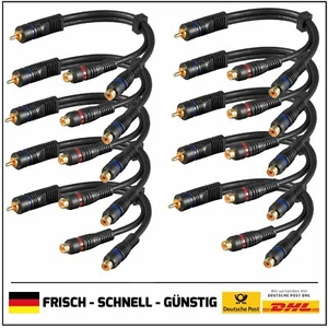 10x Audio Y Adapterkabel 0,20cm, 1x Stereo Cinch-Stecker zu 2x Cinch-Buchse, OFC - Bild 1 von 3
