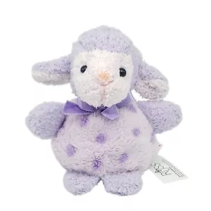 Russ Berrie Puff’s Baby Lamb Purple Pastel Polk A Dot Terry Cloth Plush - Picture 1 of 16