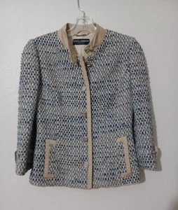 Dolce & Gabanna Blue & Gold Boucle Tweed Blazer Size IT 40 Made In Italy - Picture 1 of 12